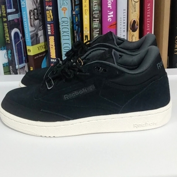 REEBOK BLACK SUEDE CLUB C MID II TENNIS SHOES SNEAKERS SIZE 5.5 NWT - Picture 7 of 11